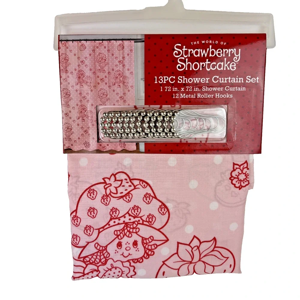 Strawberry Shortcake 13 Piece Shower Curtain Set 12 Metal Hooks 72
